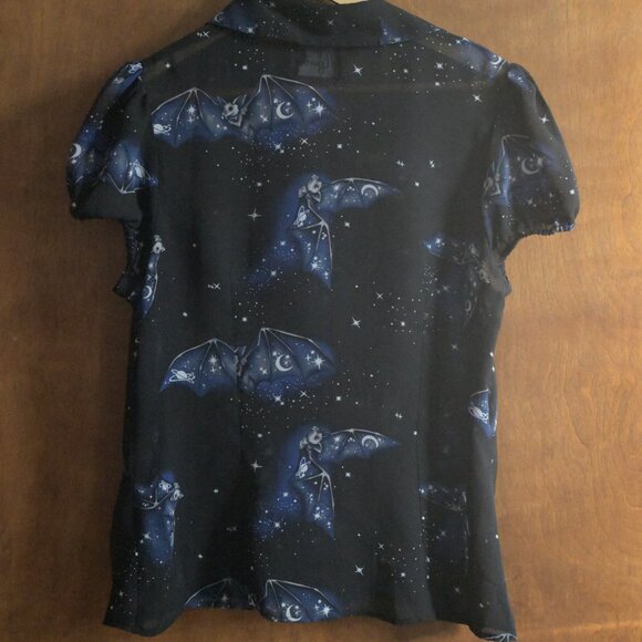 Gorgeous Like-New Bell Bunny Sheer Bats Button-Up. UK 14/US Women's L. - Picture 3 of 5